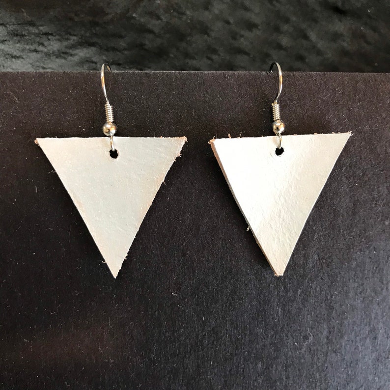 Handmade Leather Triangle Earrings