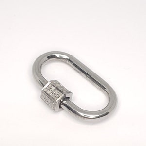 Diamond Clasps 925 Silver Oval Diamond Screw Clasps Carabiner Lock Finding Charm, Jewelry Finding Supplies, Necklace Connector Lock.