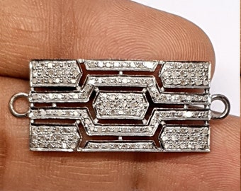 Pave Diamond Bracelet Connector, Diamond Bracelet Findings, 925 Silver Connector, Handmade Jewelry Connector Findings, Necklace Findings.