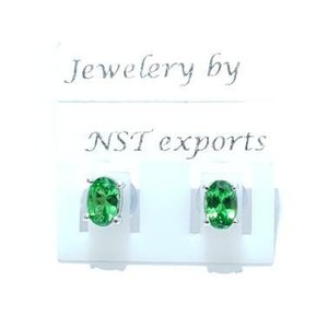 Tsavorite Garnet Earrings Oval Shape 925 Sterling Silver Stud Earrings, Unisex Jewelry Gifting, January Birthstone.