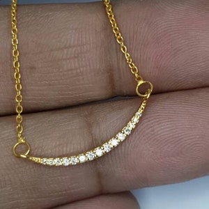 14k Solid Gold Diamond Bar Halskette: Minimalistischer Hochzeitsschmuck