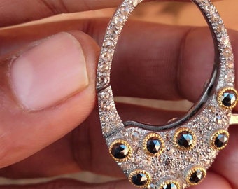 Rose cut pave Diamond,combination with black diamond alike spinel lobster in 925 sterling silver,high quality designer jewelry,valentinegift