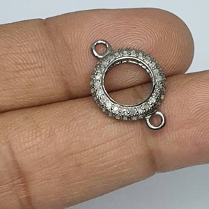 1Pc Round Charm Connector For Jewelry 925 Sterling Silver Pave Diamond Jewelry Connector,Round Connector For Necklace/Jewelry/Bracelet Charm