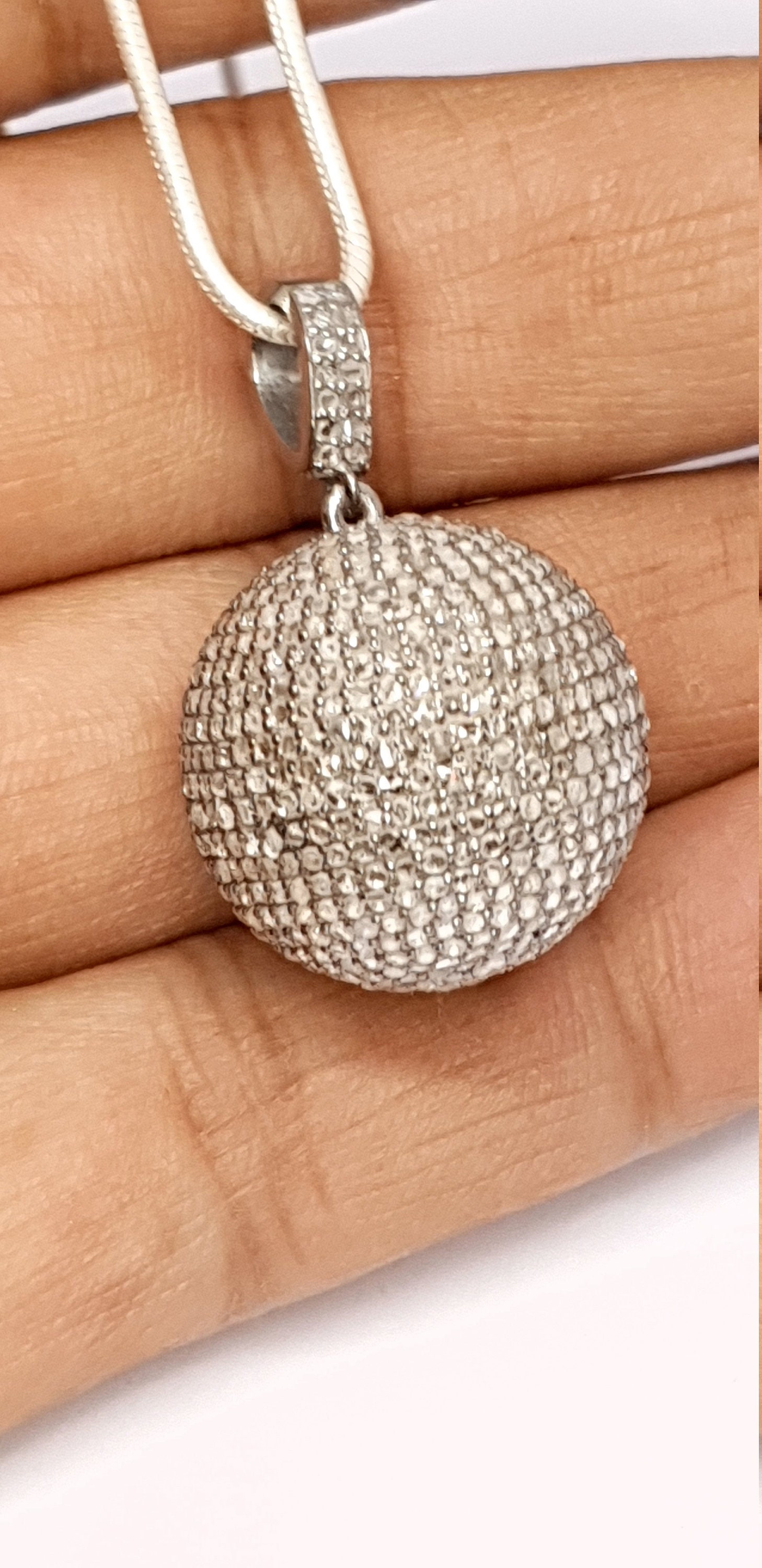 Pave diamond deals ball necklace