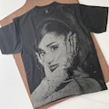Ariana Grande Bleached T-Shirt: Handmade spray art shirt Faded Black Cotton Unisex Tee product logo