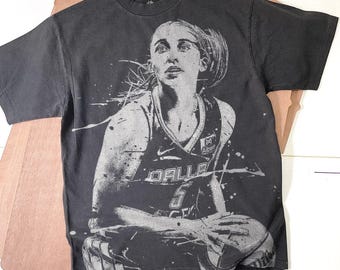 Paige Bueckers Handmade Bleached T-Shirt: Faded Black Cotton Unisex tee