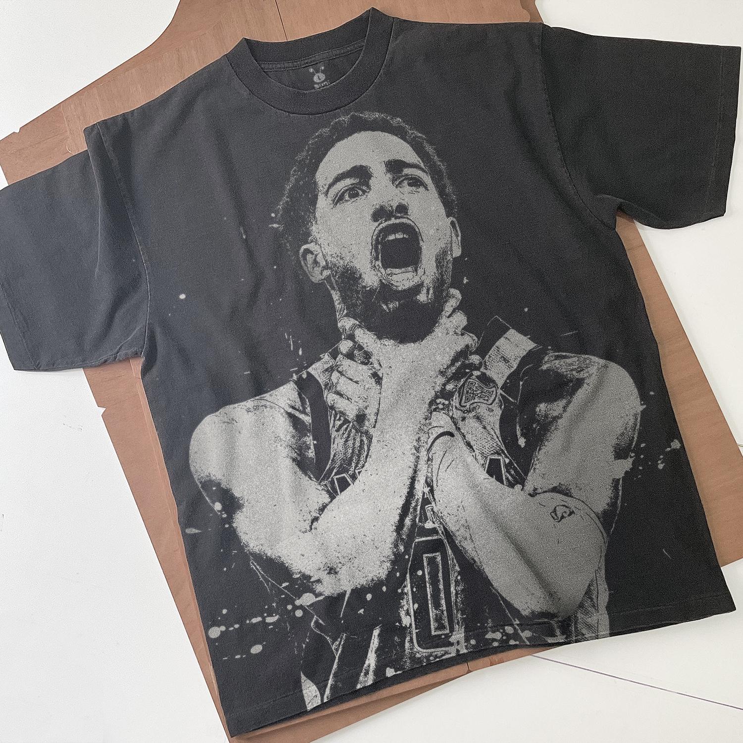 Tyrese Haliburton Handmade Bleached t-shirt Basketball Unisex Faded black cotton t-shirt, spray art, Gift for him Gift for her
