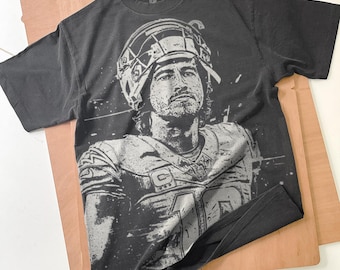 Justin Herbert handgjord blekt t-shirt: Fotbollströja - Unisex blekt svart