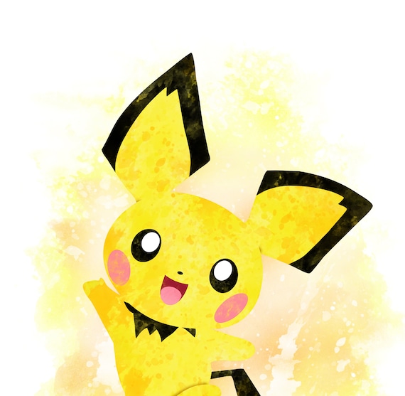 Pikachu Print Pokemon Pichu Anime Evolution Pokemons Poster Nursery Room Wall Decor Raichu Watercolor Pikachu Art 3 Digital Files
