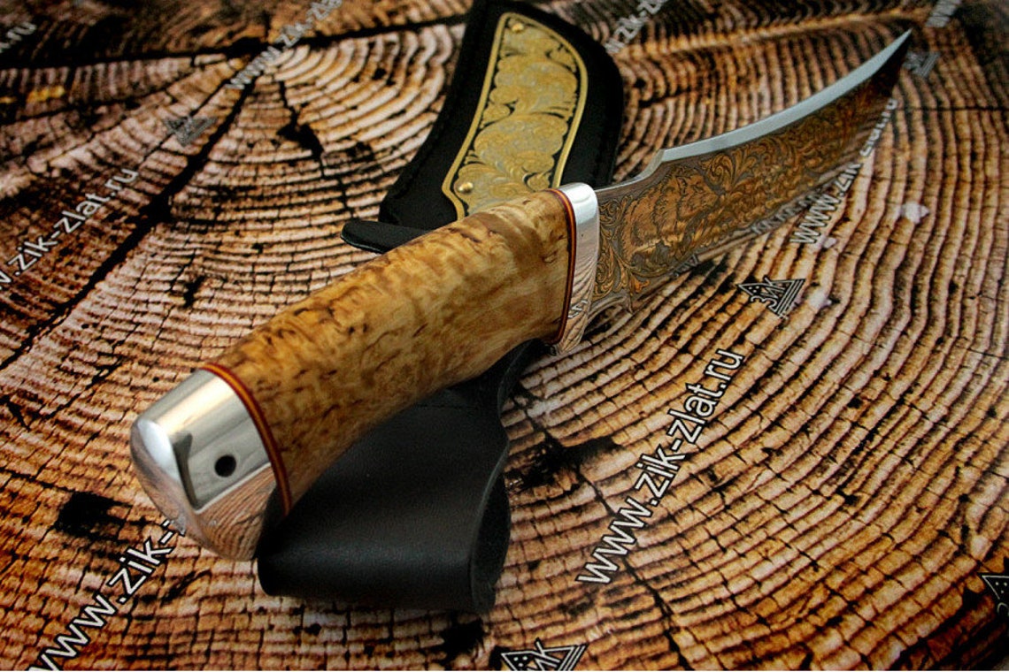 Knife. Wild boar. Hunting knife. luxury collectible gift for Etsy