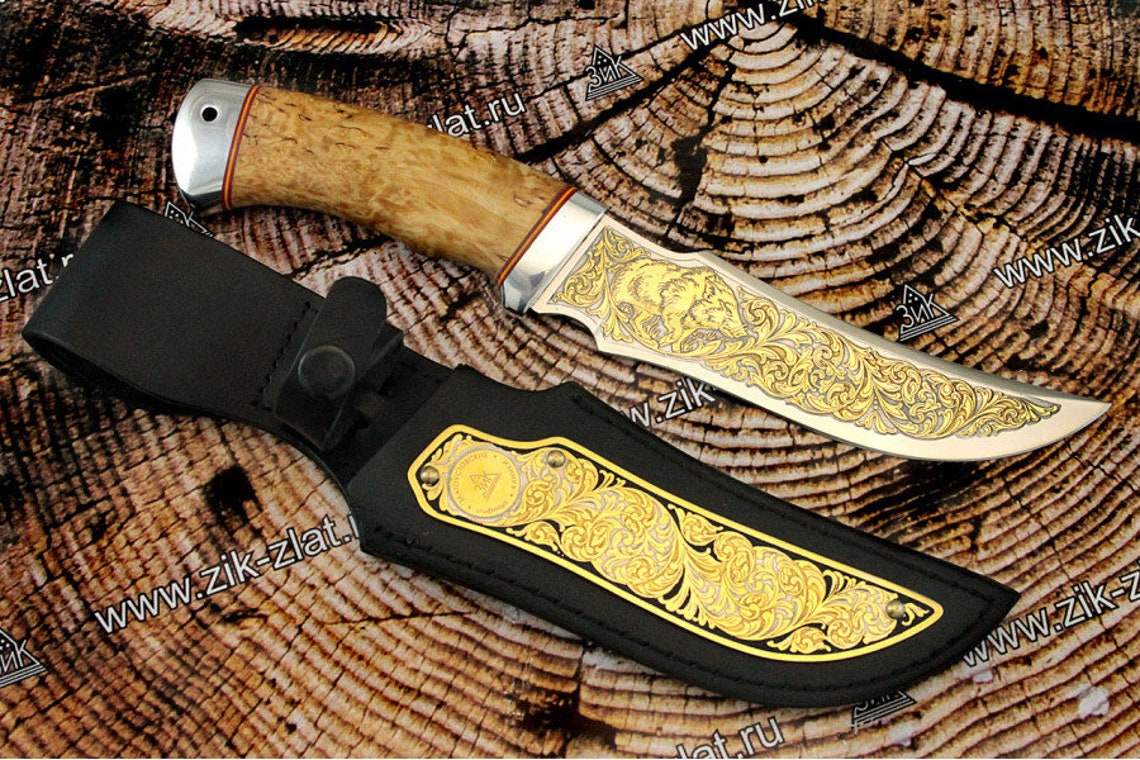 Knife. Wild boar. Hunting knife. luxury collectible gift for Etsy