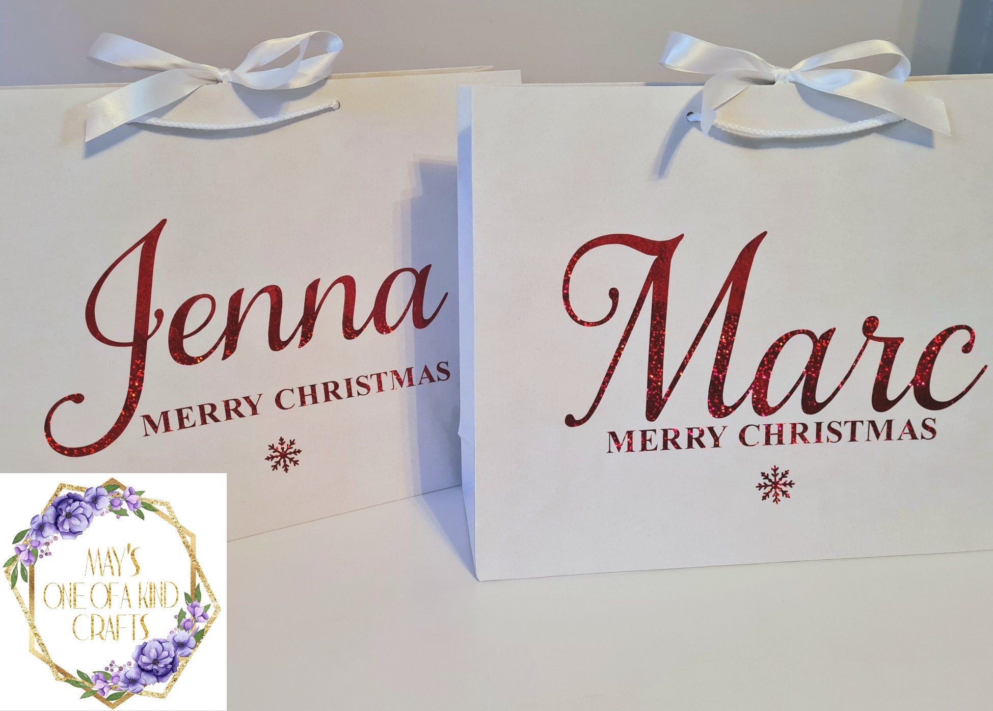 Personalised Christmas Gift Bags. Small Medium & Large White Etsy UK