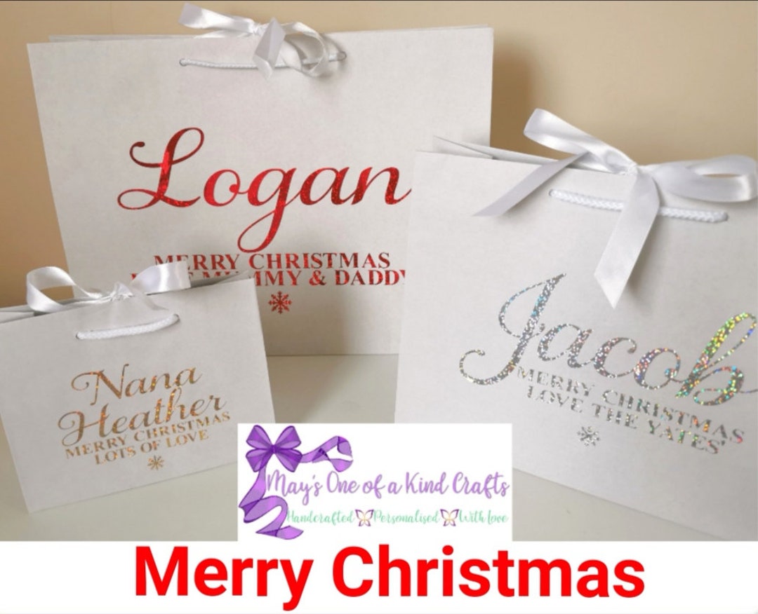 Personalised Christmas Gift Bags. Small Medium & Large White Etsy UK