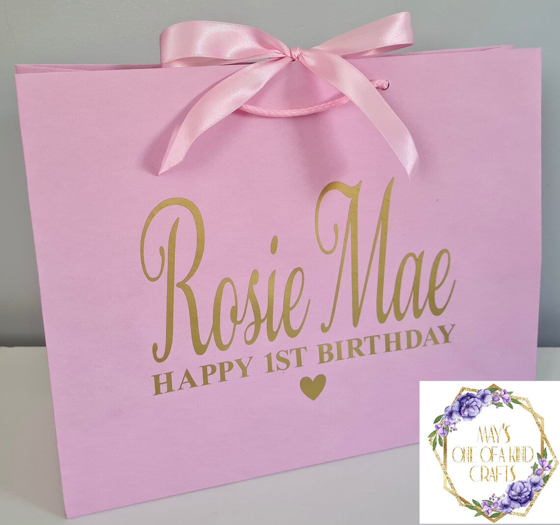 Large Personalised Gift Bags. Boutique Style Ribbon Tie Ivory Etsy UK