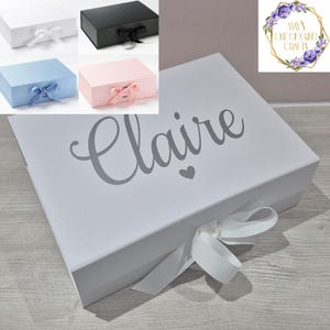 Large Personalised ribbon tie Gift Box. Birthday, Wedding, Bridesmaid gifts, groom gift box, New Baby, Bridesmaid proposal box 33x25x11cm