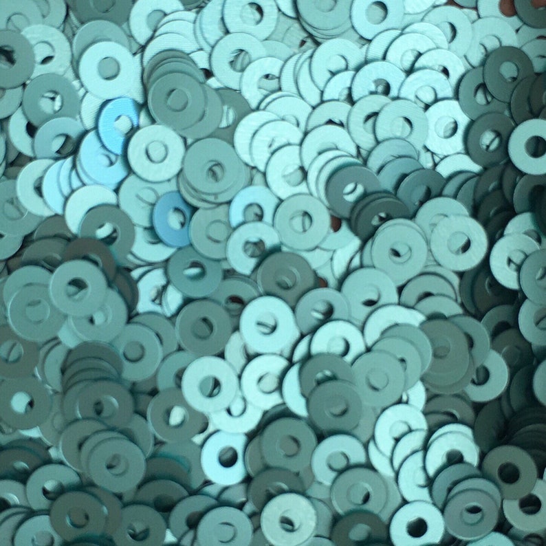 Pile of 3mm circle sequins in matte aqua colour