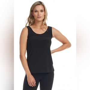 Vintage Black 100% Pure Silk Tank Top Sleeveless Blouse