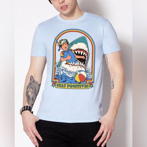 Steven Rhodes Shark Stay Positive Shark Crewneck … - image 1