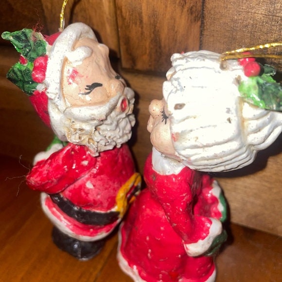 Vintage Santa and Mrs Claus Kissing Christmas Tree Ornaments - Etsy UK