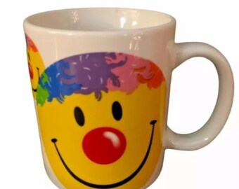 Vintage Linyi Rainbow Clown Face Pride Ceramic Mug