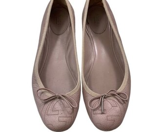 Gucci Light Pink Leather Logo Ballet Flats Slip On Shoes EU 40