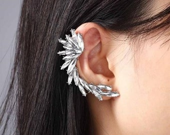 Boucles d'oreilles en métal et Zircon scintillant, grimpeurs de feuilles de cristal, bijoux sur chenilles