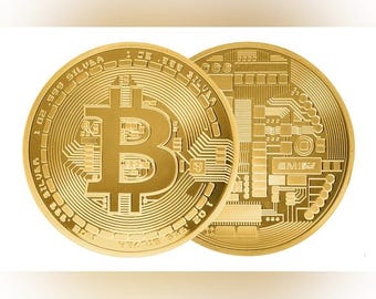 1oz Silver Gold Plated Bitcoin Round Coin