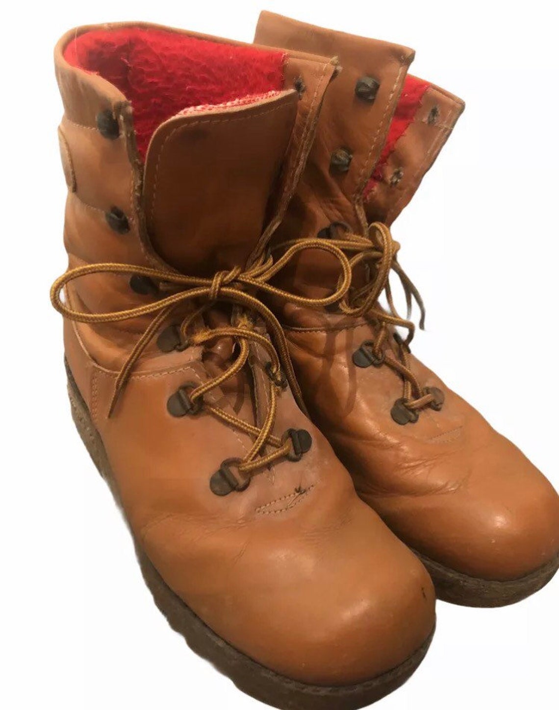 1980s Cougar Boots Made In Canada Mens 10 Caramel And Red 1980s Cougar Boots Made In Canada Mens 10 Caramel And Red