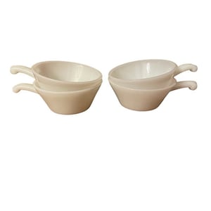 Fire King Anchor Hocking witte melkglazen 5” soepkommen met handvatten