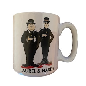 Vintage Laurel and Hardy White Ceramic 8oz Mug