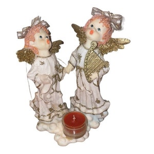 Christmas Angels Figurine Tea Light Candle Holder