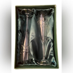 Bohemia Crystal Champagne Wedding Flutes 7.5oz Sklarny Czech Republic Glasses