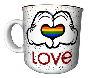 Disney Mickey Heart Hands Rainbow Pride Love 20oz Mug