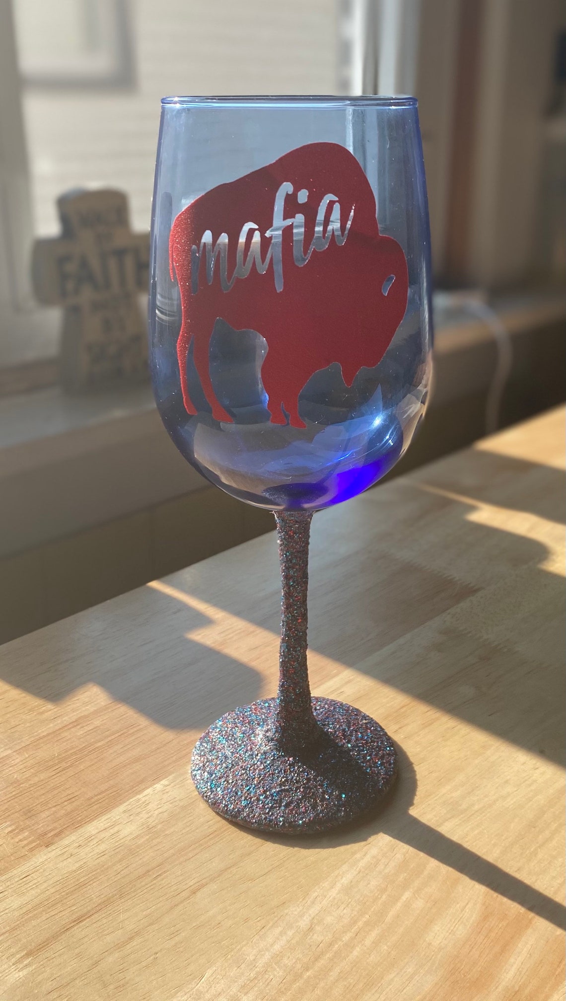 Buffalo bills wine glass Etsy
