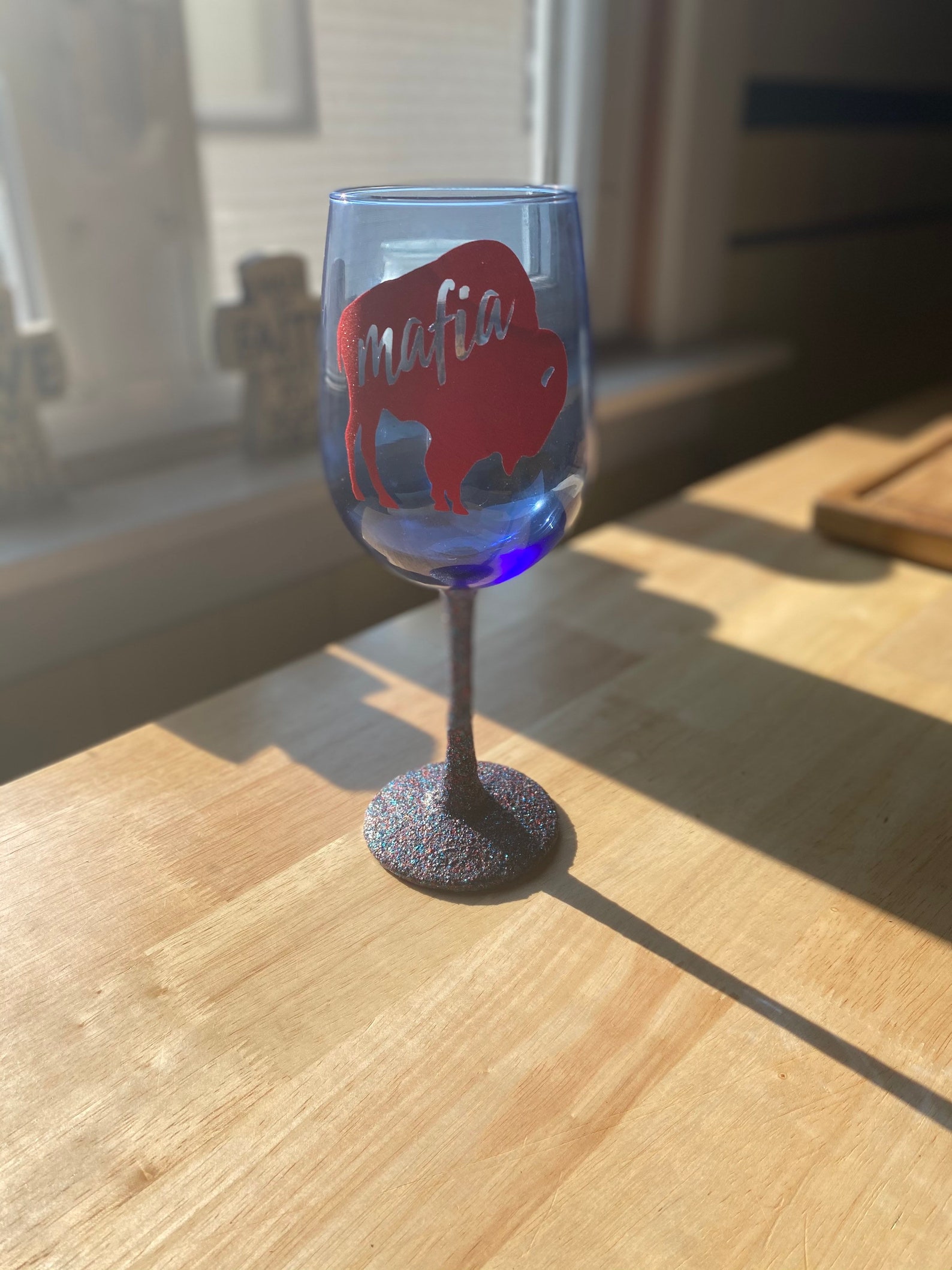 Buffalo bills wine glass Etsy