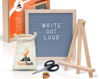 Limited Time Offer! ONLY 28.91 + Free Shipping! 10x10 Hand Made Gray Felt Changeable Letter Board with 360 letters, stand and more!