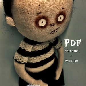 Gruselige Puppe Boy Addams, PDF-Tutorial + Muster - PDF auf Englisch -