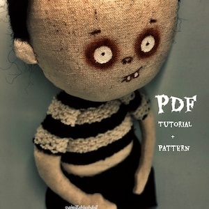 Creepy doll Pugsley Addams, PDF Tutorial + Pattern - PDF in English -