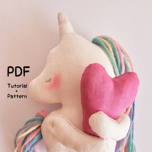Little Unicorn doll, PDF Tutorial + Pattern - PDF in English