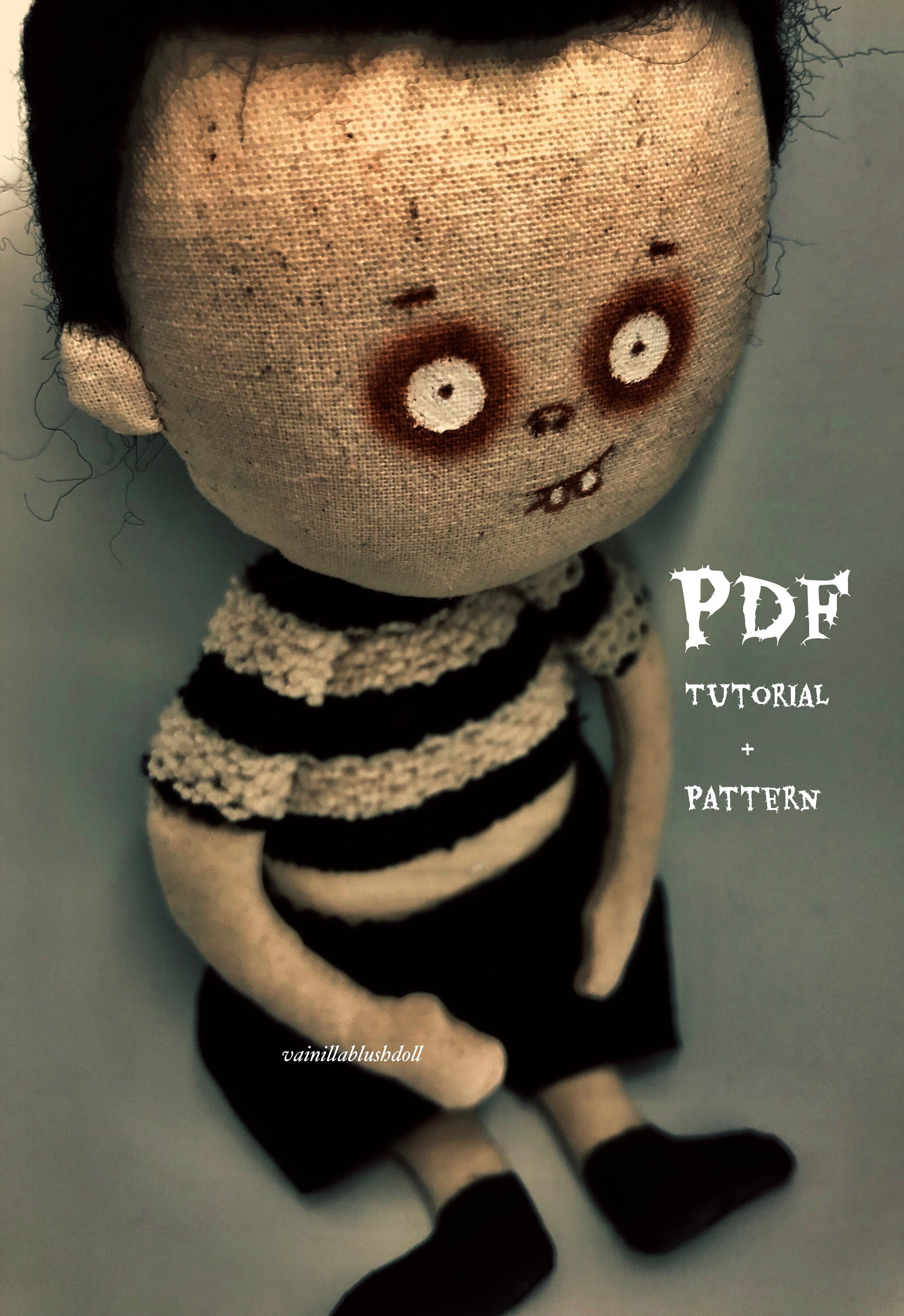 Creepy Doll Boy Addams, PDF Tutorial Pattern PDF in English