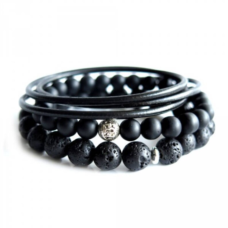 3 bracelet Set for Men Stack of bracelets Mens Bracelet Set Layered Bracelets Beaded Bracelet for Him Gemstone Bracelets For Him