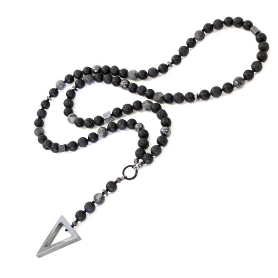 pendant with black beads