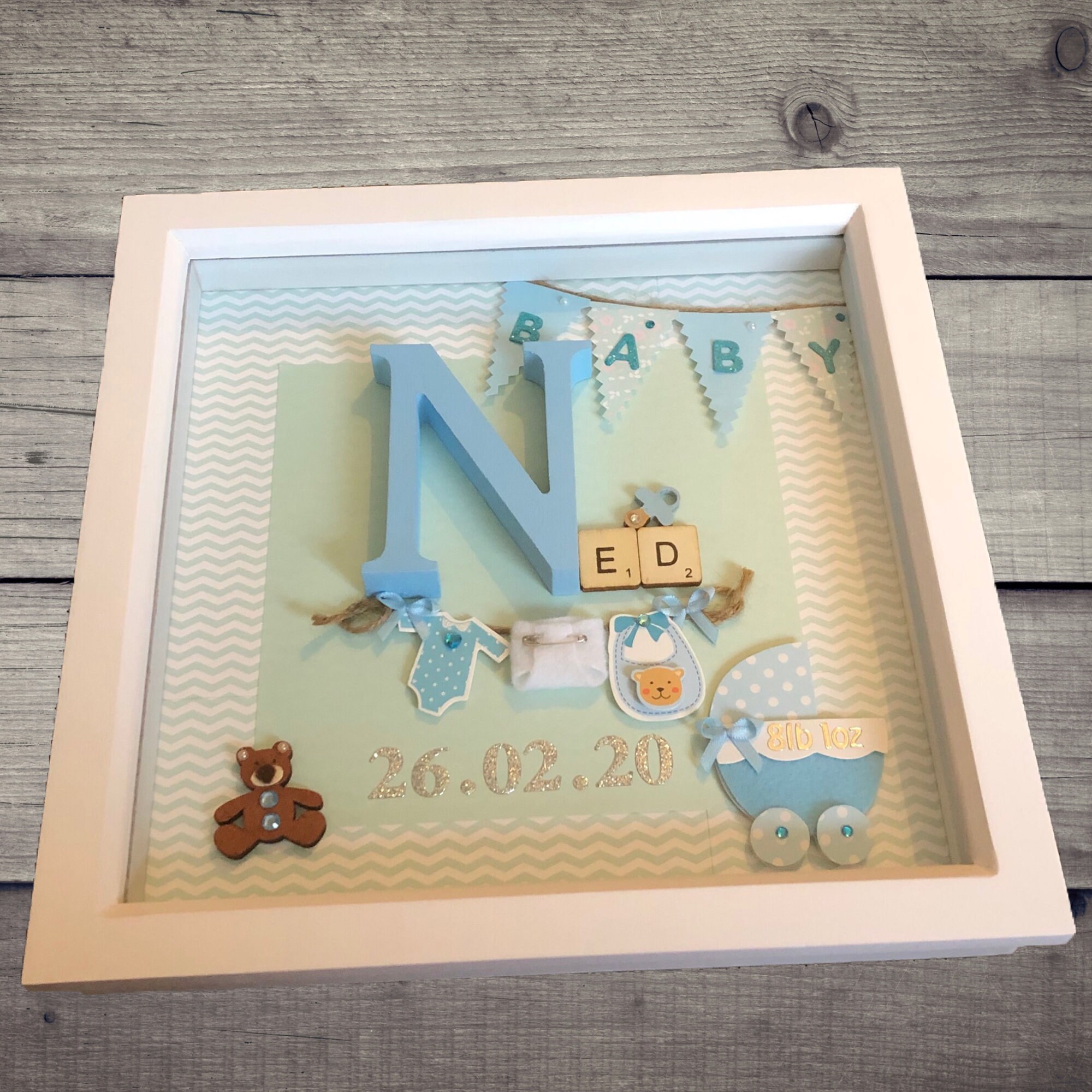 Personalised Baby Boy Box Frame New Baby Gift Baby Boy Etsy UK