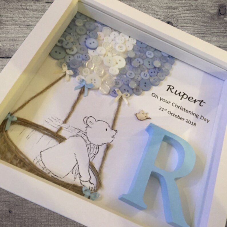 Illustrated Baby Boy Christening Box Frame Christening Gift Etsy