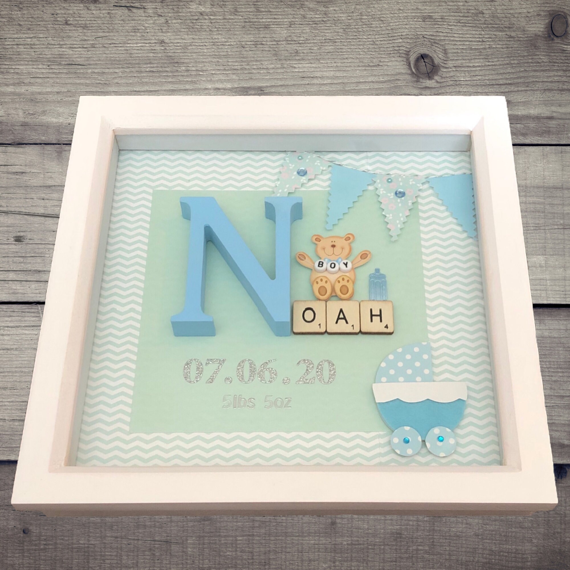 Personalised Baby Boy Box Frame New Baby Gift Baby Boy Etsy UK