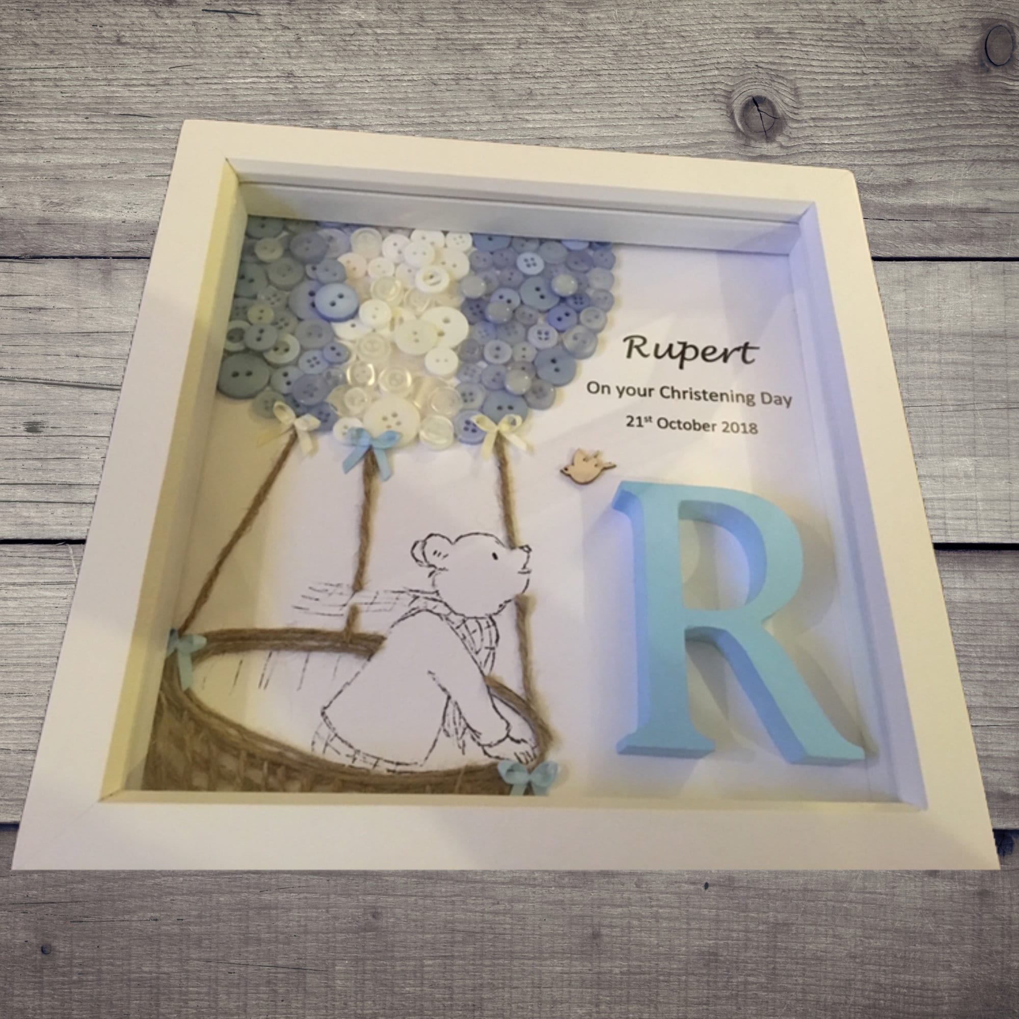 Illustrated Baby Boy Christening Box Frame Christening Gift Etsy