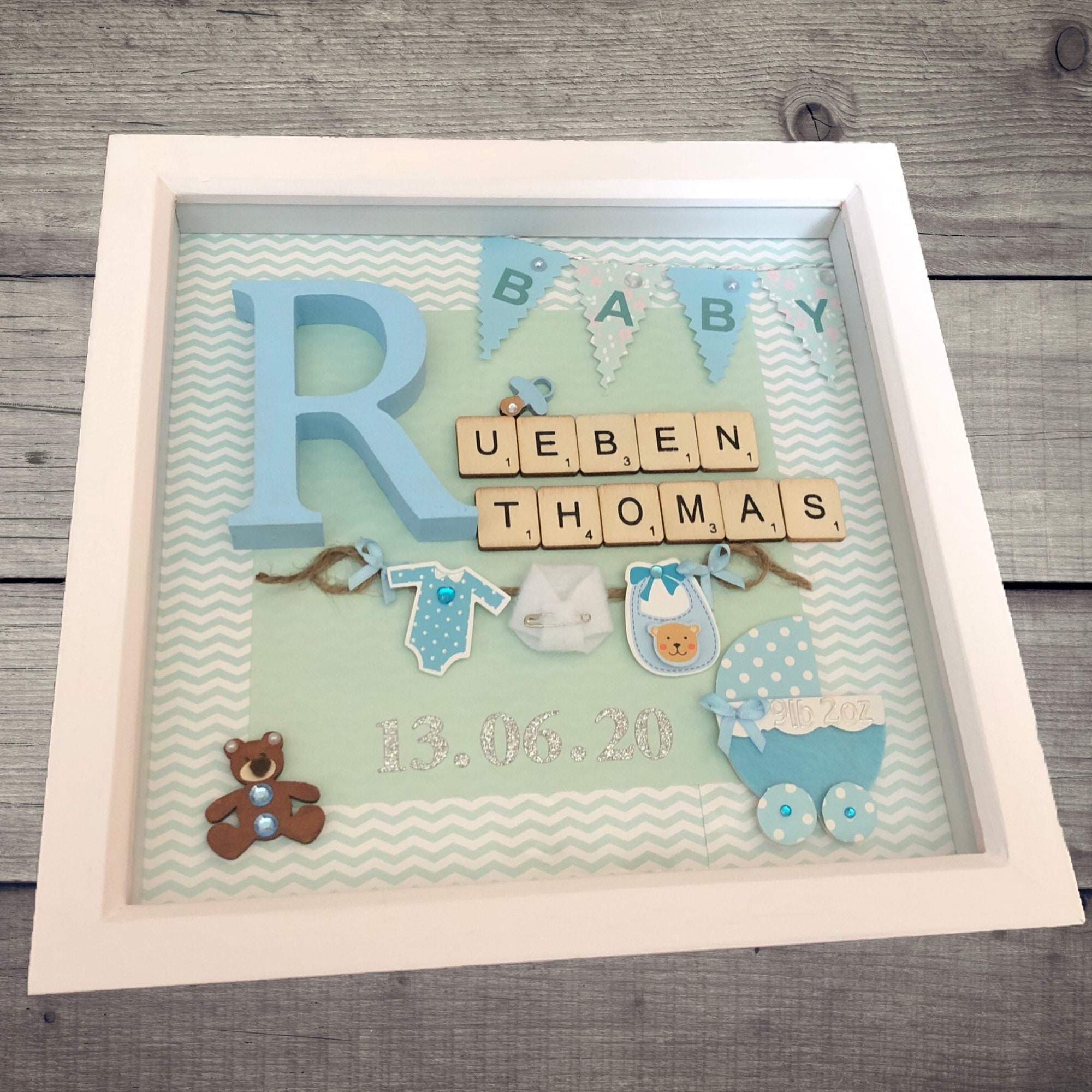 Personalised Baby Boy Box Frame New Baby Gift Baby Boy Etsy UK