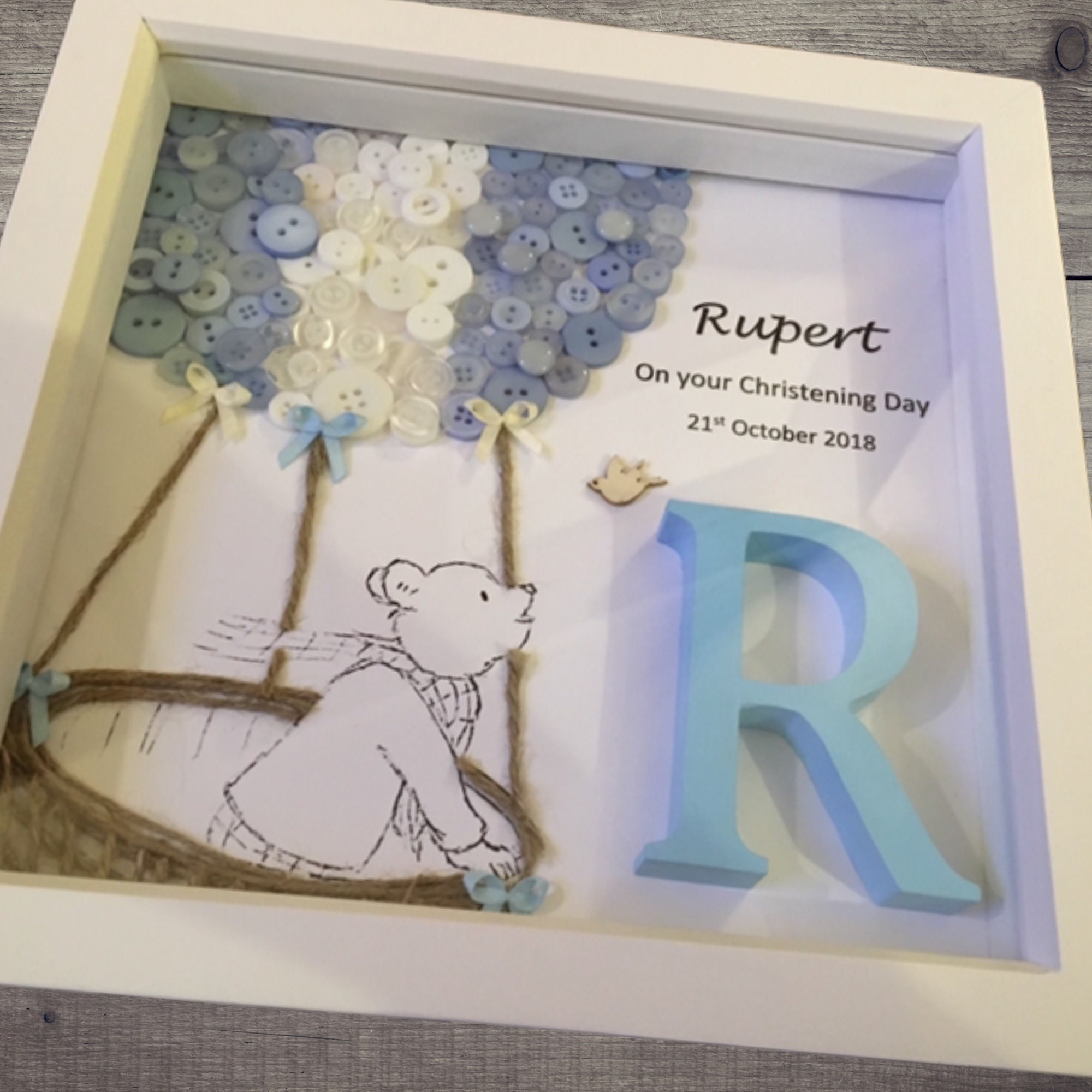 Illustrated Baby Boy Christening Box Frame Christening Gift Etsy