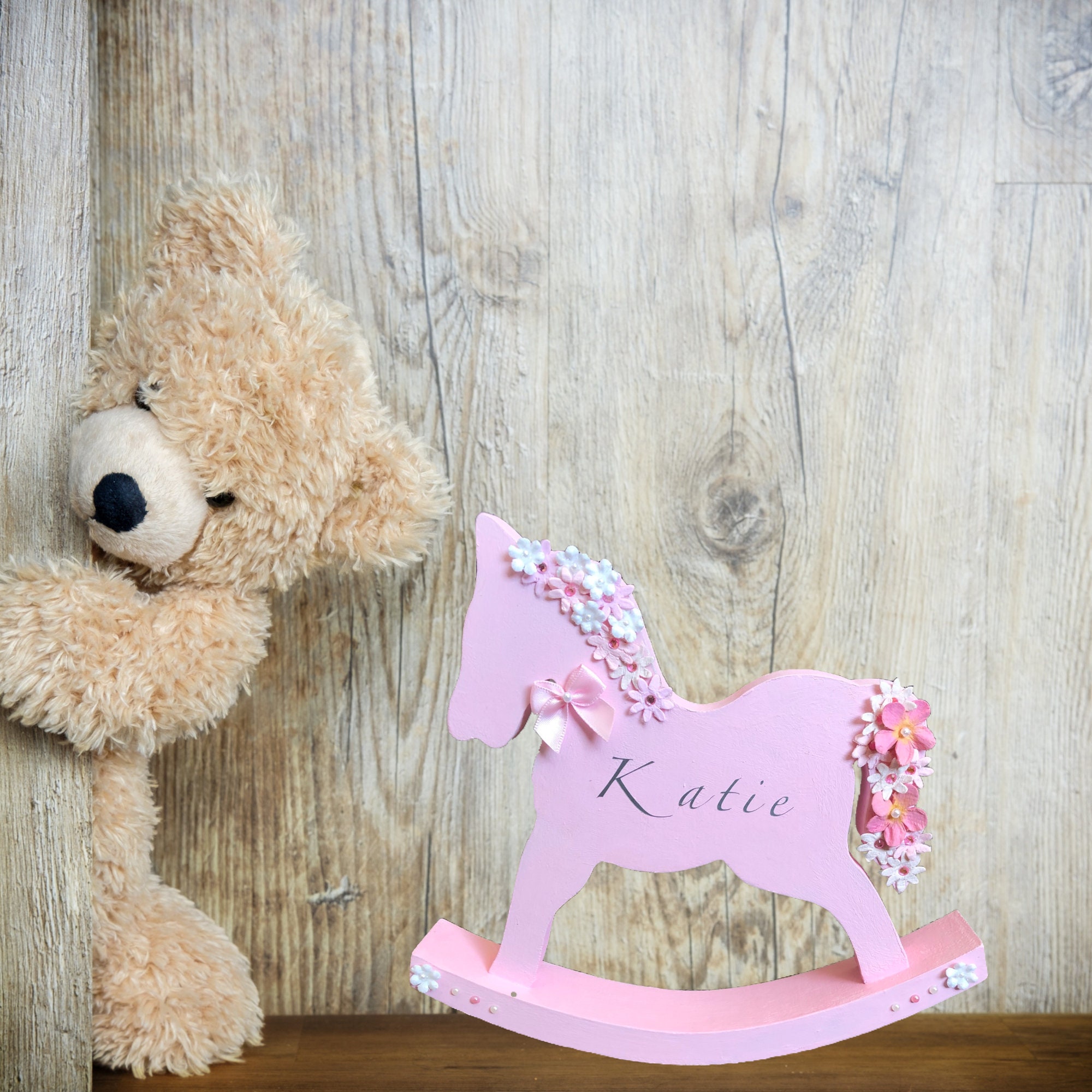 Personalised Wooden Rocking Horse Ornament New Baby Gift Etsy UK
