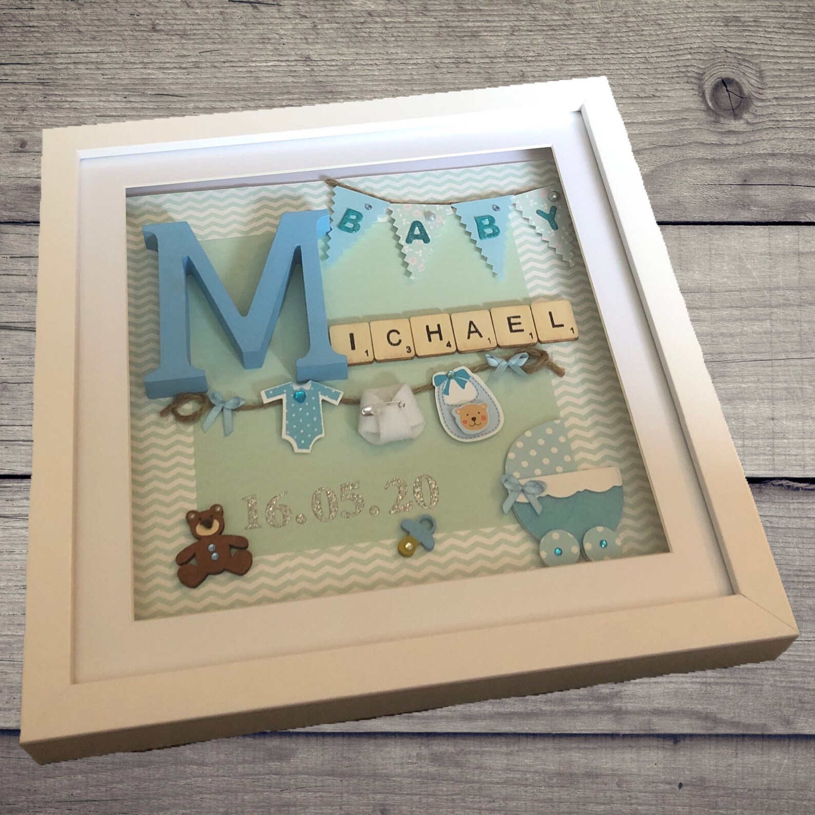 Personalised Baby Boy Box Frame New Baby Gift Baby Boy Etsy UK